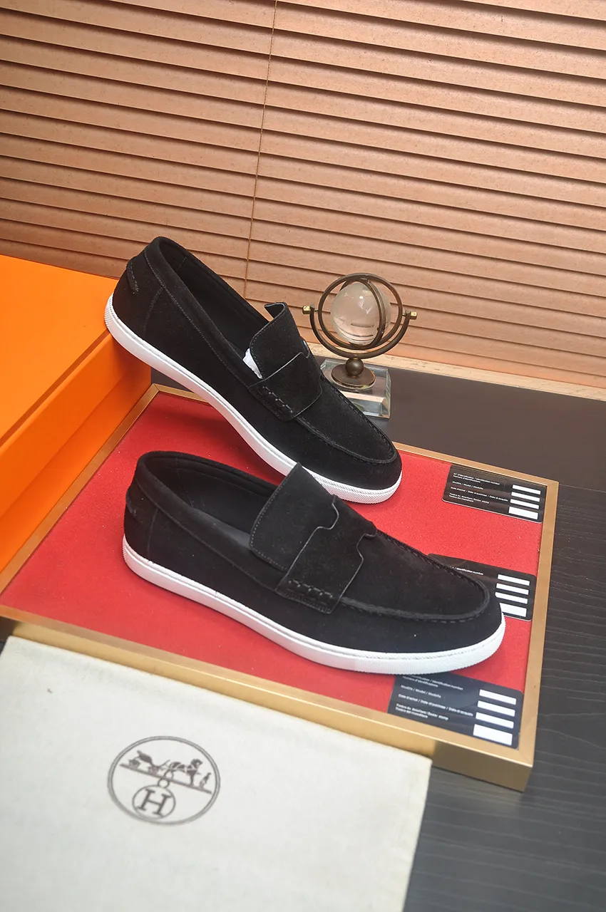 Men's Men's Shoes💰560💶[[HERMES]] (High-end Niuli) New 🍀 HERMES - top version of Hermès classic casual leather shoes! Made of imported original cowhide, the inner top layer is comfortable cowhide lining! Original wear-resistant rubber outsole! High quality products! Code number 39-45 (45 customized)